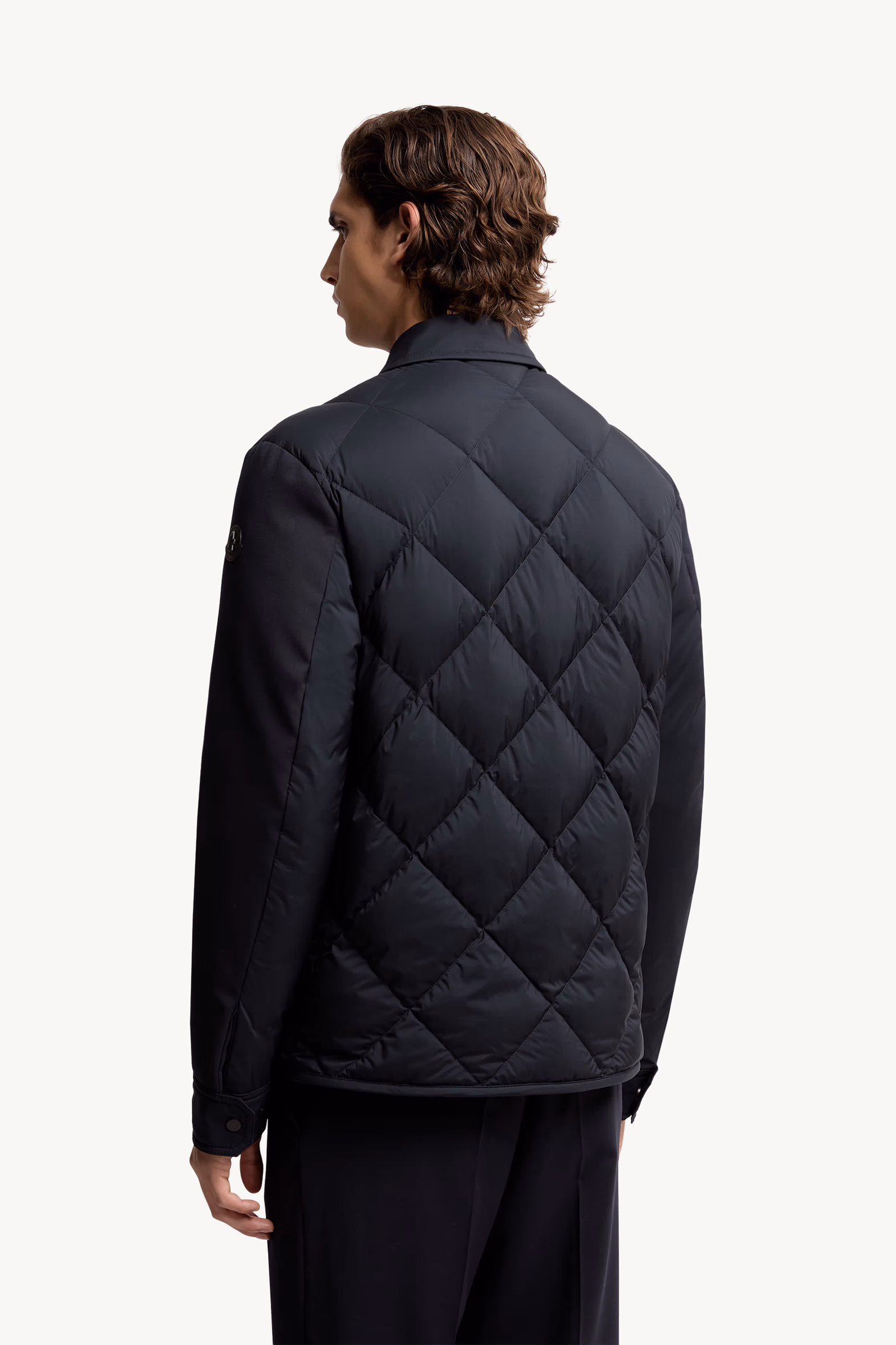 Aiguille Diamond-Quilted Down Shirt Jacket Men Blue Moncler 5